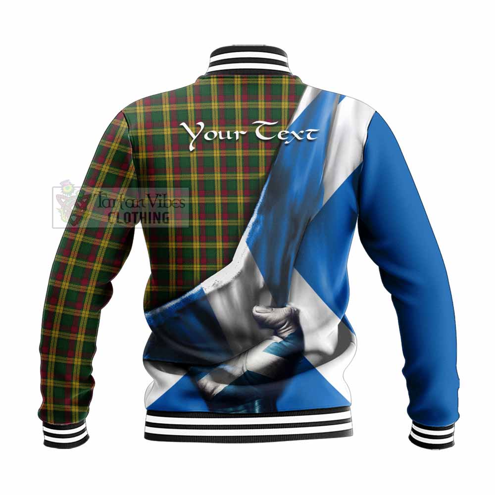 Tartan Vibes Clothing MacMillan (McMillan) Tartan Baseball Jacket with Family Crest Scotland Patriotic Style