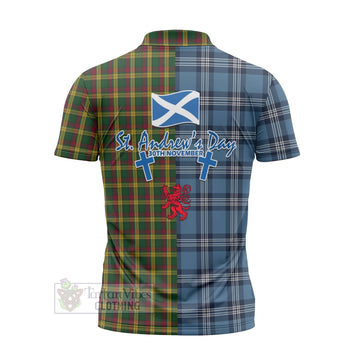 MacMillan (McMillan) Tartan Zipper Polo Shirt Happy St. Andrew's Day Half Tartan Style