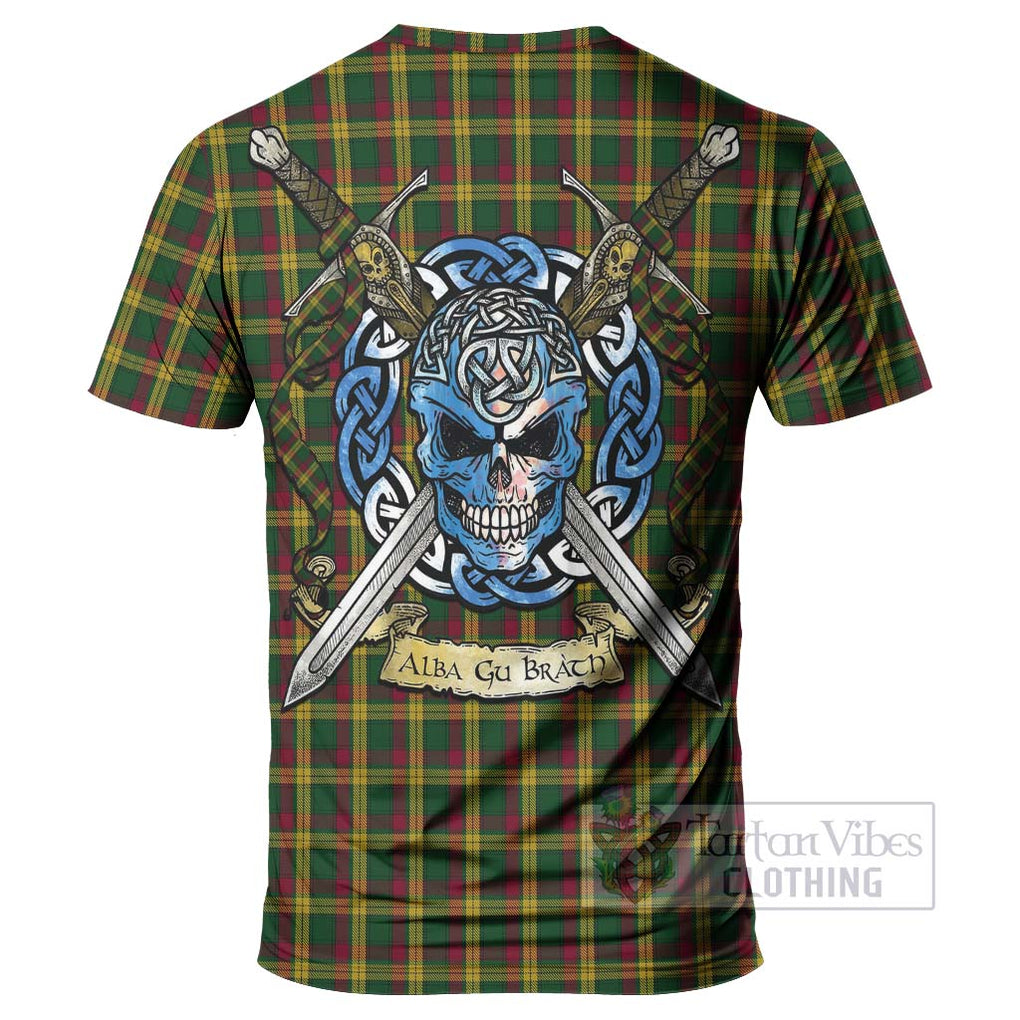 Tartan Vibes Clothing MacMillan (McMillan) Tartan T-Shirt with Family Crest Celtic Skull Style