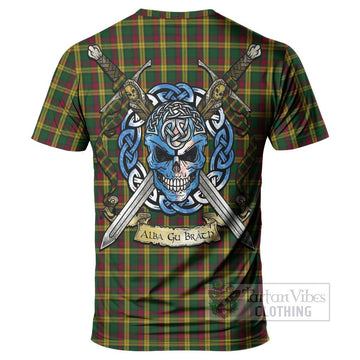 MacMillan (McMillan) Tartan T-Shirt with Family Crest Celtic Skull Style