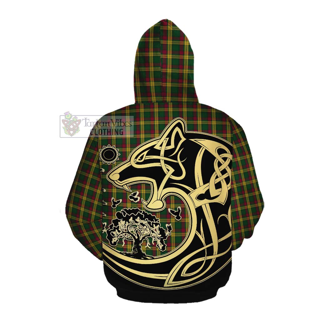 Tartan Vibes Clothing MacMillan (McMillan) Tartan Cotton Hoodie with Family Crest Celtic Wolf Style