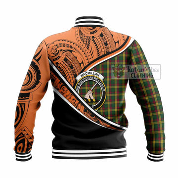 MacMillan (McMillan) Crest Tartan Baseball Jacket with Polynesian Vibes Style - Orange Version