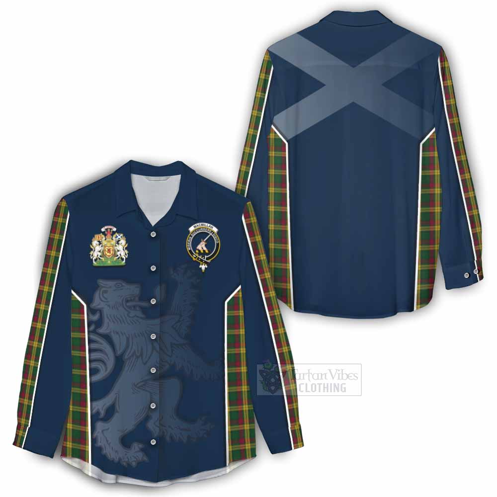 Tartan Vibes Clothing MacMillan (McMillan) Tartan Women's Casual Shirt with Family Crest and Lion Rampant Vibes Sport Style