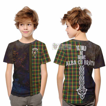 MacMillan (McMillan) Tartan Family Crest Kid T-Shirt Alba Gu Brath Be Brave Lion Ancient Style - Tartan Vibes Clothing