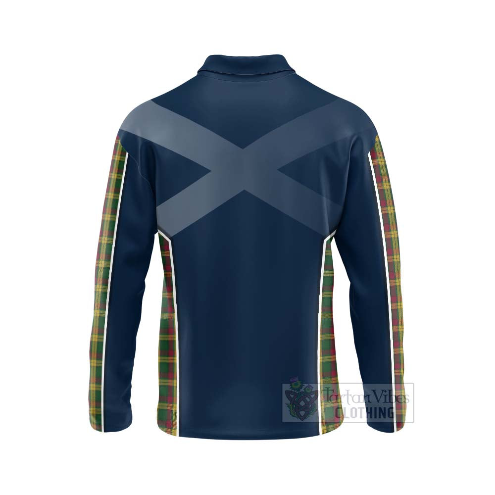 Tartan Vibes Clothing MacMillan (McMillan) Tartan Long Sleeve Polo Shirt with Family Crest and Scottish Thistle Vibes Sport Style