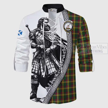 MacMillan (McMillan) Tartan Clan Crest Ghillie Kilt Shirt with Highlander Warrior Celtic Style