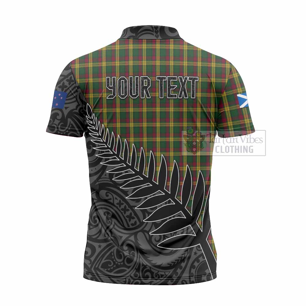 Tartan Vibes Clothing MacMillan (McMillan) Crest Tartan Zipper Polo Shirt with New Zealand Silver Fern Half Style