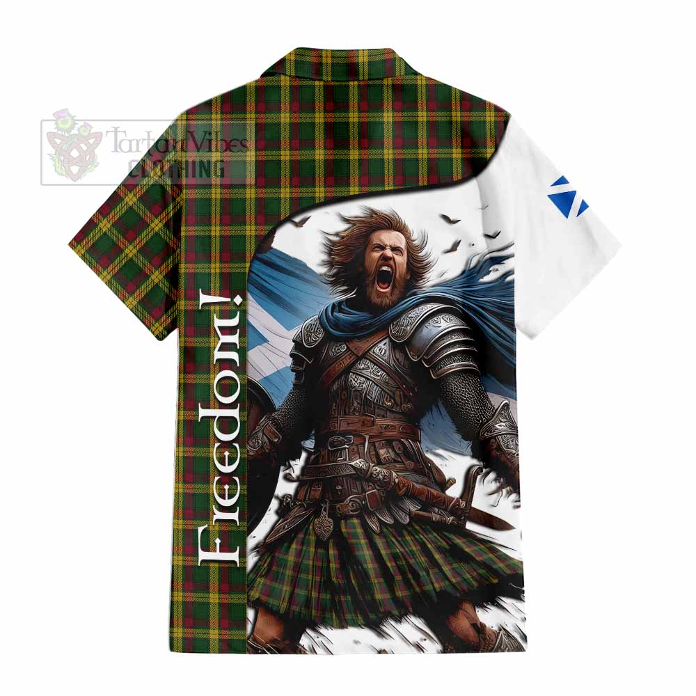 Tartan Vibes Clothing MacMillan (McMillan) Crest Tartan Short Sleeve Button Shirt Inspired by the Freedom of Scottish Warrior