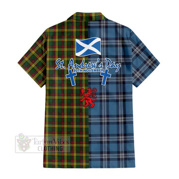 MacMillan (McMillan) Tartan Short Sleeve Button Shirt Happy St. Andrew's Day Half Tartan Style