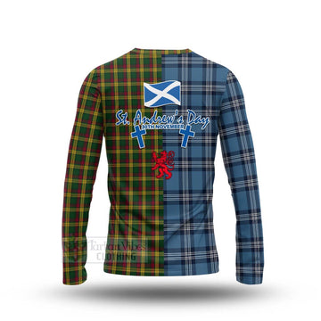 MacMillan (McMillan) Tartan Long Sleeve T-Shirt Happy St. Andrew's Day Half Tartan Style