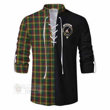 MacMillan (McMillan) Tartan Ghillie Kilt Shirt with Family Crest and Half Of Me Style