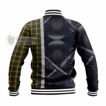 MacMillan (McMillan) Tartan Baseball Jacket with Family Crest Cross Sword Thistle Celtic Vibes