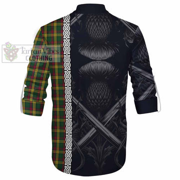 MacMillan (McMillan) Tartan Ghillie Kilt Shirt with Family Crest Cross Sword Thistle Celtic Vibes