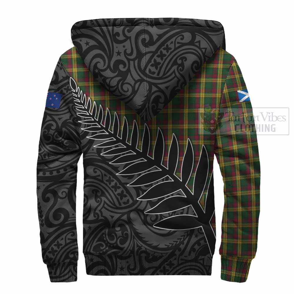 Tartan Vibes Clothing MacMillan (McMillan) Crest Tartan Sherpa Hoodie with New Zealand Silver Fern Half Style