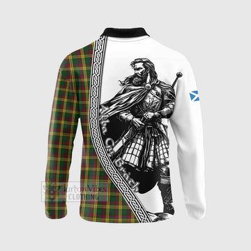 MacMillan (McMillan) Tartan Clan Crest Long Sleeve Polo Shirt with Highlander Warrior Celtic Style