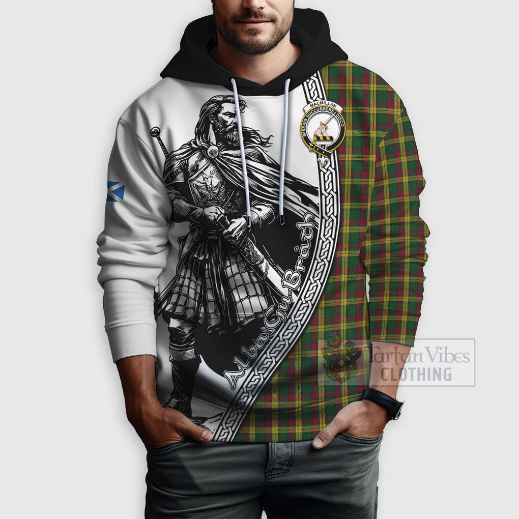 Tartan Vibes Clothing MacMillan (McMillan) Tartan Clan Crest Hoodie with Highlander Warrior Celtic Style