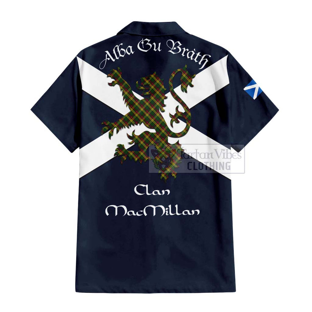 Tartan Vibes Clothing MacMillan (McMillan) Tartan Lion Rampant Short Sleeve Button Shirt – Proudly Display Your Heritage with Alba Gu Brath and Clan Name