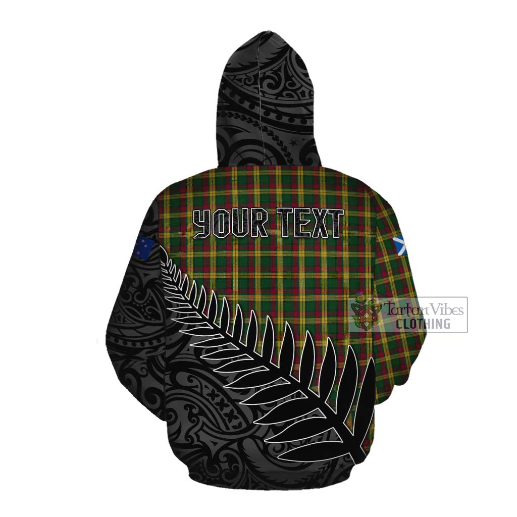 Tartan Vibes Clothing MacMillan (McMillan) Crest Tartan Cotton Hoodie with New Zealand Silver Fern Half Style