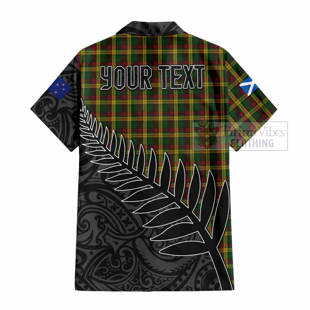 Tartan Vibes Clothing MacMillan (McMillan) Crest Tartan Short Sleeve Button Shirt with New Zealand Silver Fern Half Style