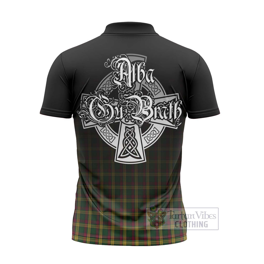 Tartan Vibes Clothing MacMillan (McMillan) Tartan Zipper Polo Shirt Featuring Alba Gu Brath Family Crest Celtic Inspired