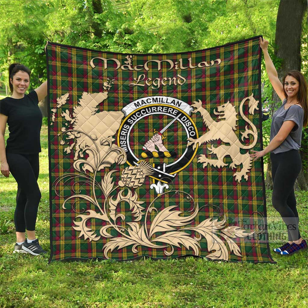 Tartan Vibes Clothing MacMillan (McMillan) Tartan Quilt with Family Crest and Scottish Symbol Style