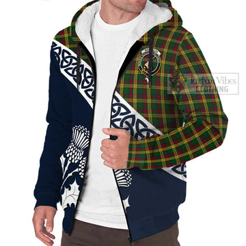 MacMillan (McMillan) Tartan Sherpa Hoodie Featuring Thistle and Scotland Map