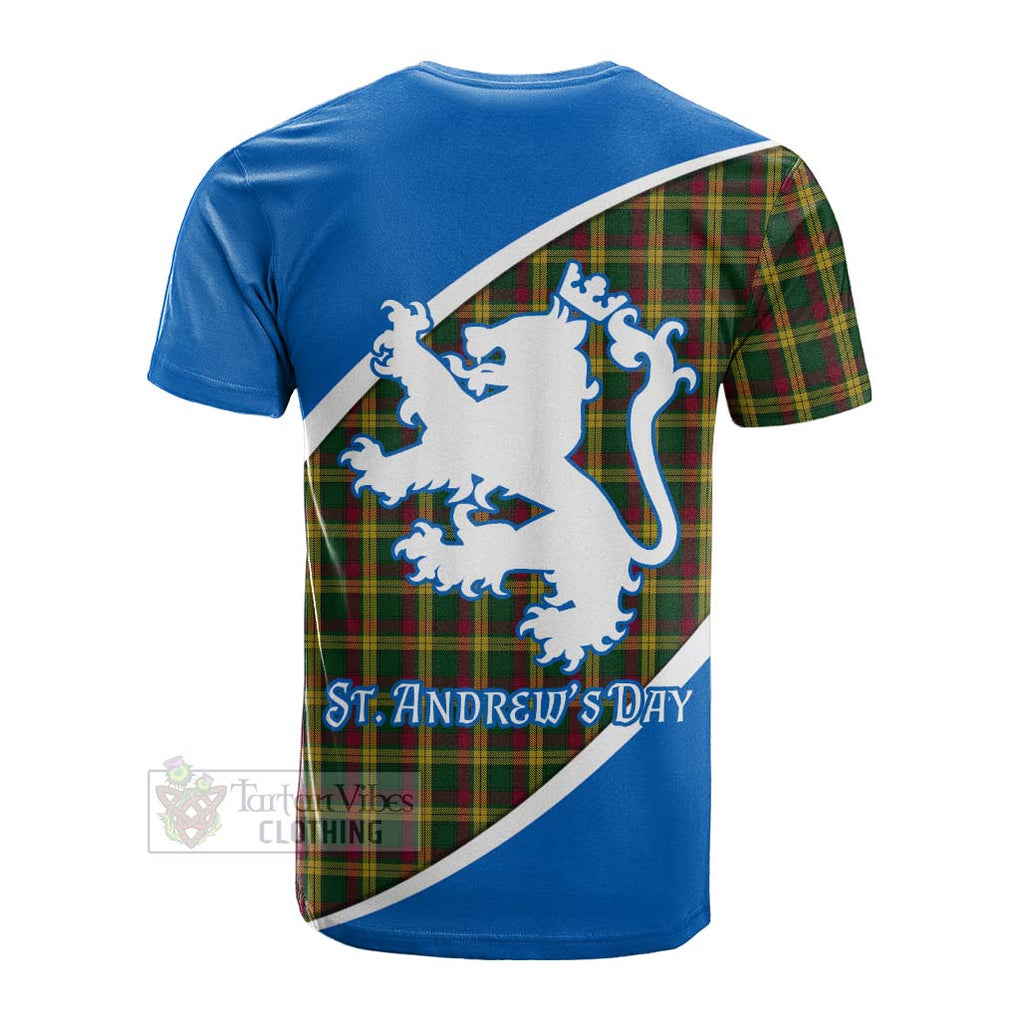 Tartan Vibes Clothing MacMillan (McMillan) Family Crest Tartan Cotton T-shirt Celebrate Saint Andrew's Day in Style