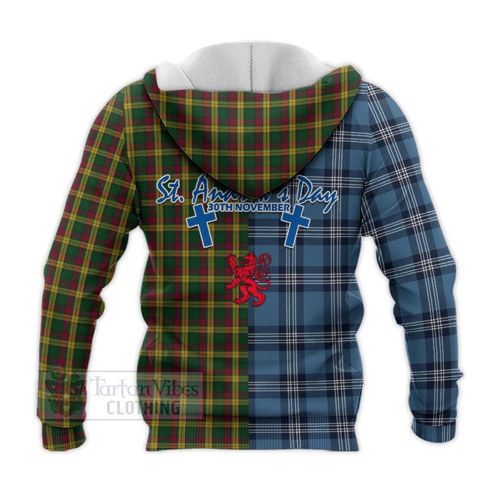 Tartan Vibes Clothing MacMillan (McMillan) Tartan Knitted Hoodie Happy St. Andrew's Day Half Tartan Style