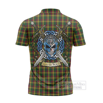 MacMillan (McMillan) Tartan Zipper Polo Shirt with Family Crest Celtic Skull Style