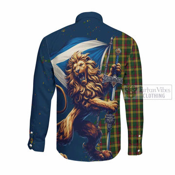 MacMillan (McMillan) Tartan Family Crest Long Sleeve Button Shirt with Scottish Majestic Lion