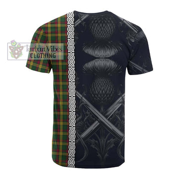 MacMillan (McMillan) Tartan Cotton T-shirt with Family Crest Cross Sword Thistle Celtic Vibes