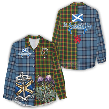 MacMillan (McMillan) Tartan Women's Casual Shirt Happy St. Andrew's Day Half Tartan Style