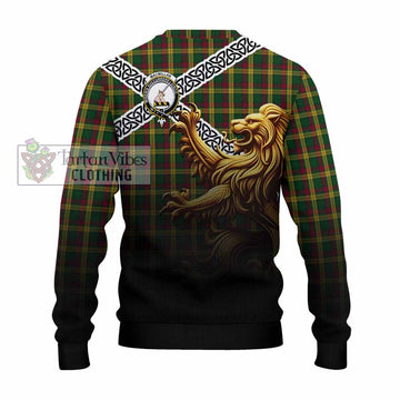MacMillan (McMillan) Crest Tartan Knitted Sweater with Golden Lion Emblem Celtic Style - Tartan Vibes Clothing