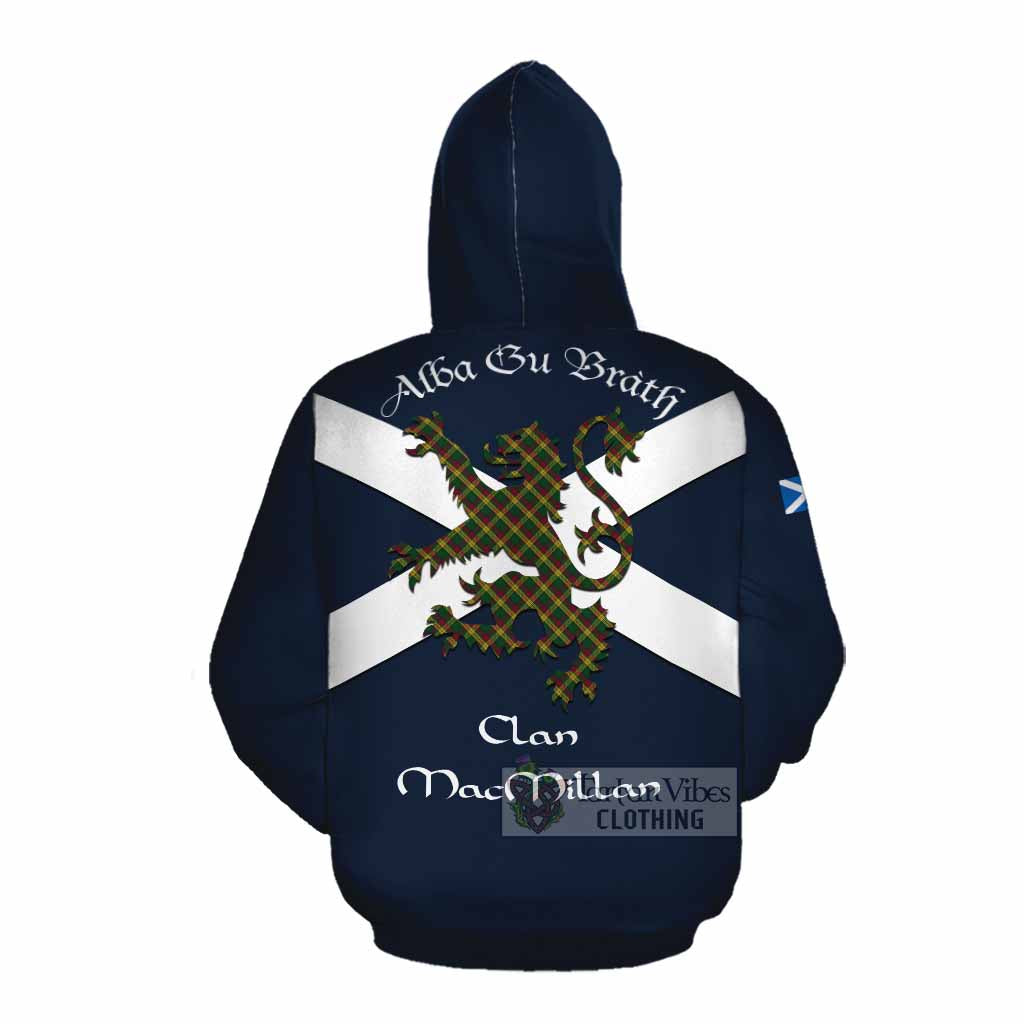 Tartan Vibes Clothing MacMillan (McMillan) Tartan Lion Rampant Cotton Hoodie Proudly Display Your Heritage with Alba Gu Brath and Clan Name