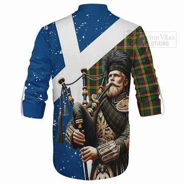 MacMillan (McMillan) Tartan Ghillie Kilt Shirt with Family Crest Scottish Bagpiper Vibes