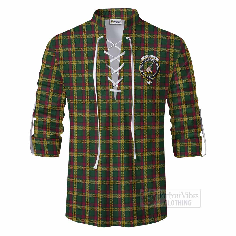 Tartan Vibes Clothing MacMillan (McMillan) Tartan Ghillie Kilt Shirt with Family Crest DNA In Me Style