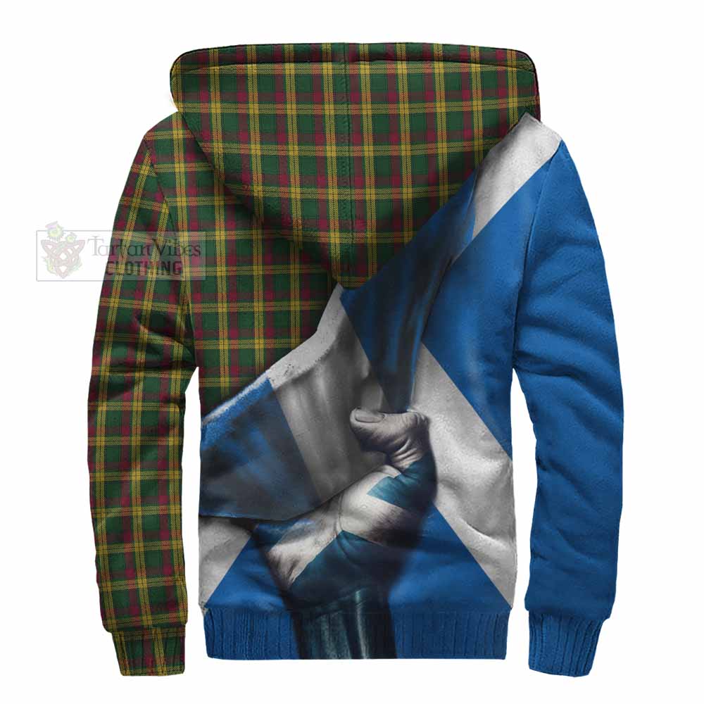 Tartan Vibes Clothing MacMillan (McMillan) Tartan Sherpa Hoodie with Family Crest Scotland Patriotic Style