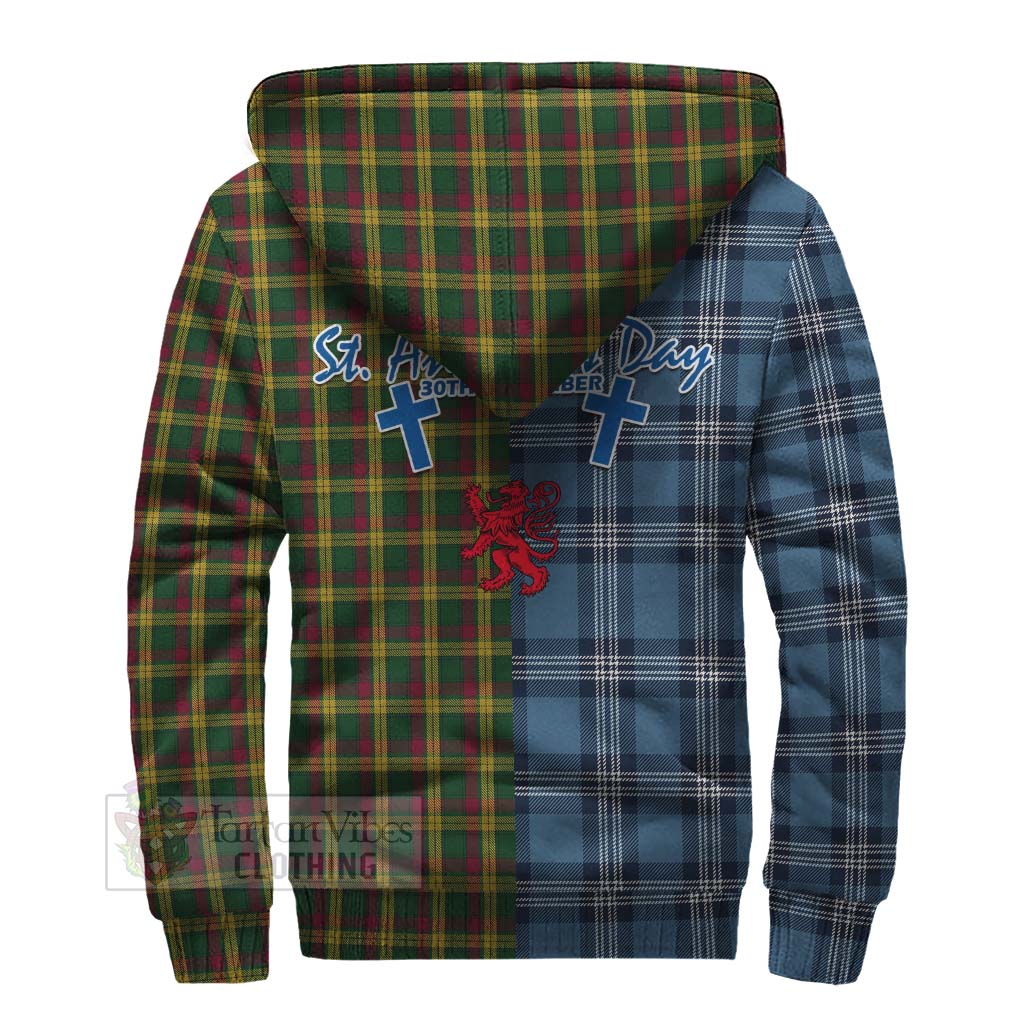 Tartan Vibes Clothing MacMillan (McMillan) Tartan Sherpa Hoodie Happy St. Andrew's Day Half Tartan Style