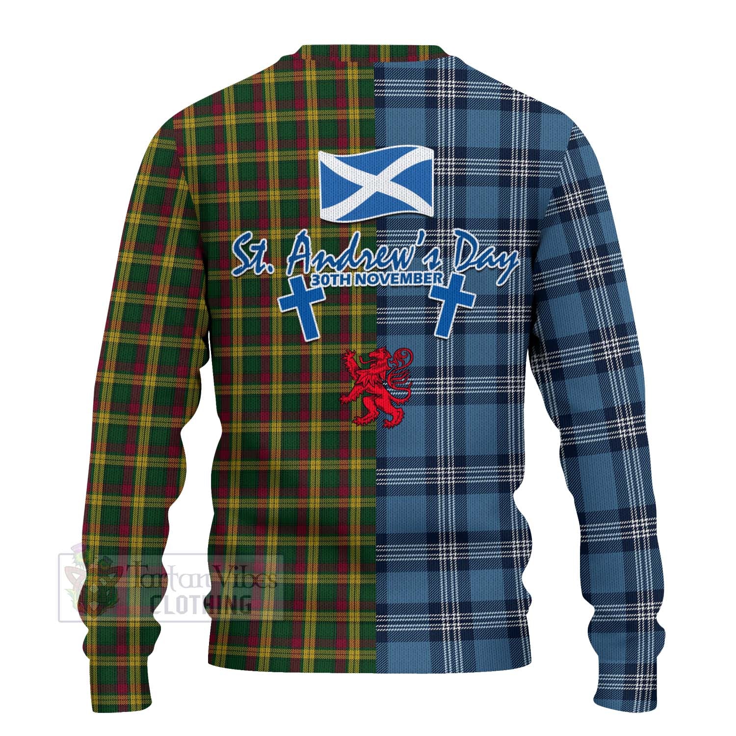 Tartan Vibes Clothing MacMillan (McMillan) Tartan Knitted Sweater Happy St. Andrew's Day Half Tartan Style