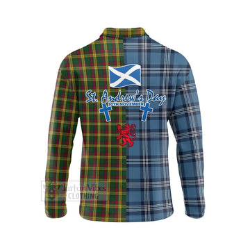 MacMillan (McMillan) Tartan Long Sleeve Polo Shirt Happy St. Andrew's Day Half Tartan Style