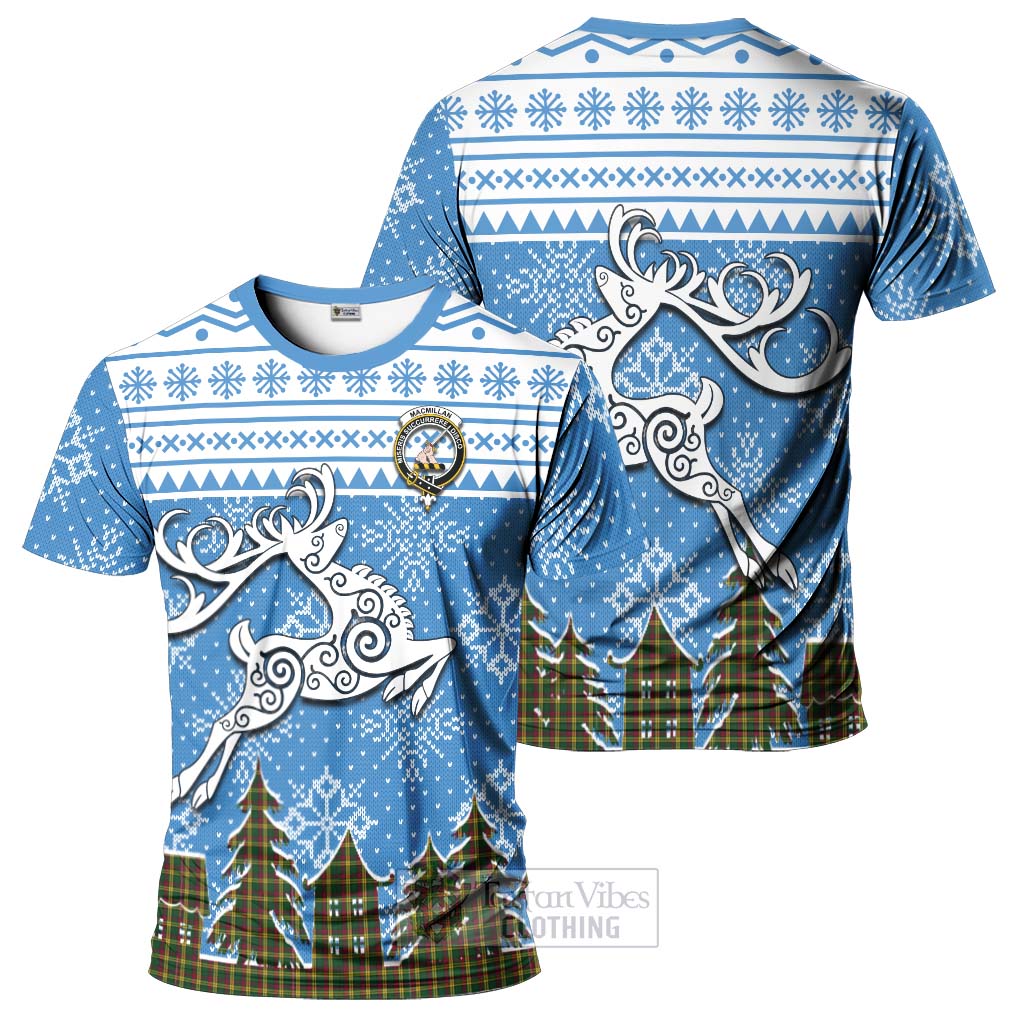 Tartan Vibes Clothing MacMillan (McMillan) Clan Christmas T-Shirt Celtic Reindeer Style