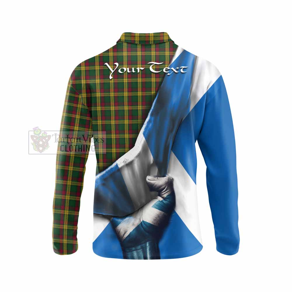 Tartan Vibes Clothing MacMillan (McMillan) Tartan Long Sleeve Polo Shirt with Family Crest Scotland Patriotic Style