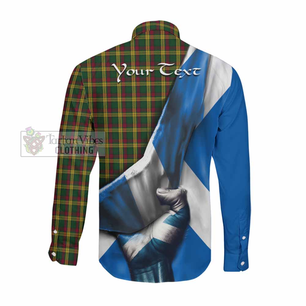 Tartan Vibes Clothing MacMillan (McMillan) Tartan Long Sleeve Button Shirt with Family Crest Scotland Patriotic Style