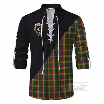 MacMillan (McMillan) Tartan Ghillie Kilt Shirt with Family Crest and Military Logo Style