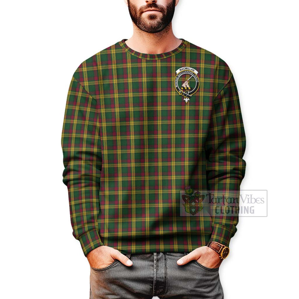 Tartan Vibes Clothing MacMillan (McMillan) Tartan Sweatshirt with Family Crest and Bearded Skull Holding Bottles of Whiskey