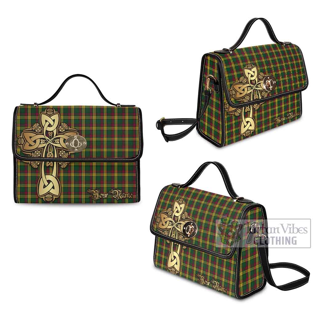 Tartan Vibes Clothing MacMillan (McMillan) Tartan Waterproof Canvas Bag Golden Thistle Celtic Cross Style