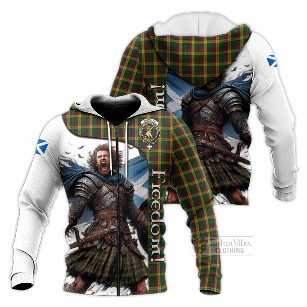 Tartan Vibes Clothing MacMillan (McMillan) Crest Tartan Knitted Hoodie Inspired by the Freedom of Scottish Warrior