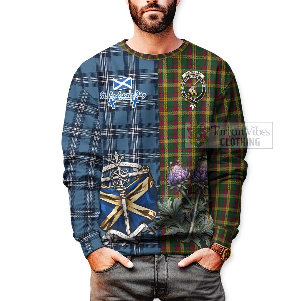 Tartan Vibes Clothing MacMillan (McMillan) Tartan Sweatshirt Happy St. Andrew's Day Half Tartan Style