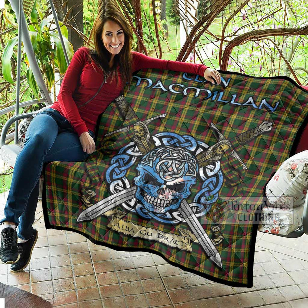 Tartan Vibes Clothing MacMillan (McMillan) Tartan Quilt with Celtic Skull Alba Gu Brath Style