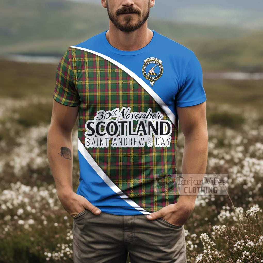 Tartan Vibes Clothing MacMillan (McMillan) Family Crest Tartan T-Shirt Celebrate Saint Andrew's Day in Style